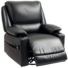 Recliner Massage Armchair with Heat Oversized Swivel Rocker with Footrest Remote and Side Pockets Black