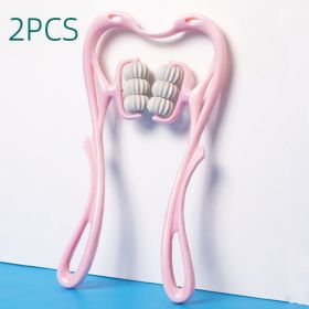 Multifunctional Manual Six-wheel Neck Massager Massage Relieve Roller Massage Tool (Option: Pink 2PCS)