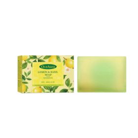 OceAura Lemon Refreshing Basil Soap Gently Cleanses Skin, Refreshing Pores, Tender Body Soap For Refreshing Bath (Option: 100g-108g-3.03*2.24*0.91inch)